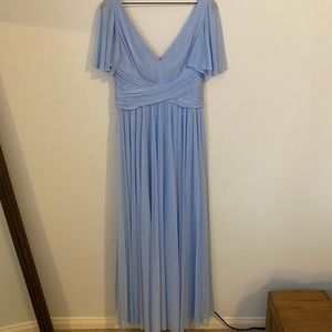 David’s Bridal Flutter Sleeve Dress. Ice Blue
